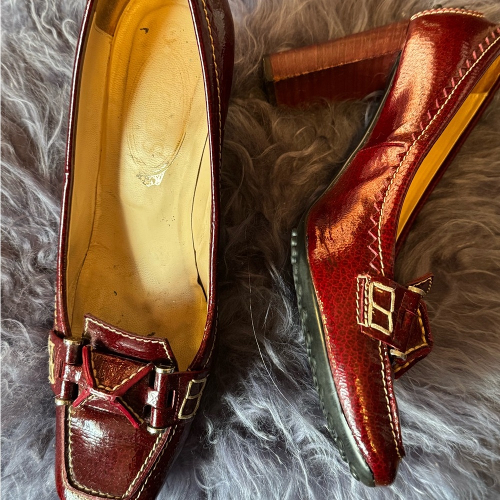 Tod's Burgundy Leather Women's Loafers - Picture 6 of 8